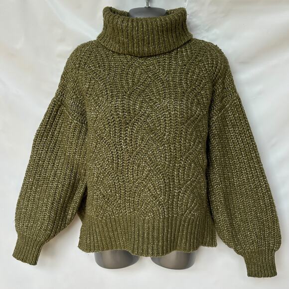 A New Day Sweater Green White Chunky Knit Cropped Pullover Women's Size XS - Picture 1 of 10